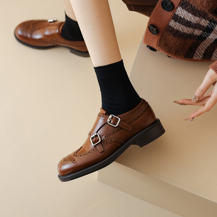 Deep Mouth Flat Shoes Chinese Style Low Chunky Heel Slip-On - Image 5