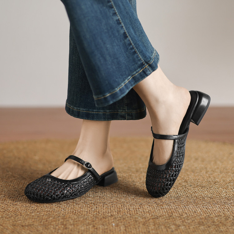 Women's Closed Toe Low Heel Slippers - Korean Style Summer 2025 - Style m.html
