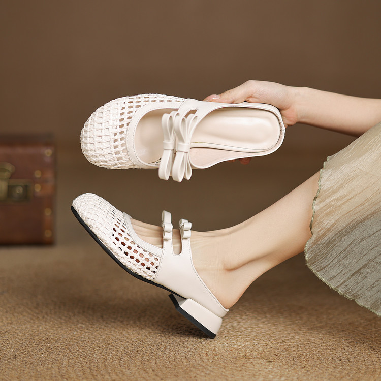 Women's Closed Toe Low Heel Slippers - Korean Style Summer 2025 - Style o.html - Image 3