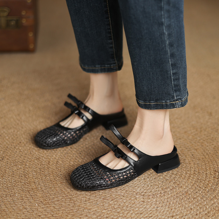 Women's Closed Toe Low Heel Slippers - Korean Style Summer 2025 - Style o.html - Image 4
