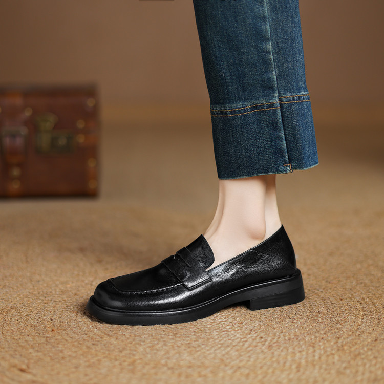 Women's Deep Mouth Flat Shoes Korean Style Sheepskin Round Toe Slip-On