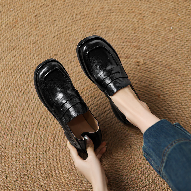 Women's Deep Mouth Flat Shoes Korean Style Sheepskin Round Toe Slip-On - Image 3