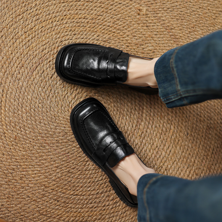 Women's Deep Mouth Flat Shoes Korean Style Sheepskin Round Toe Slip-On - Image 4