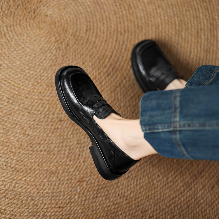 Women's Deep Mouth Flat Shoes Korean Style Sheepskin Round Toe Slip-On - Image 5