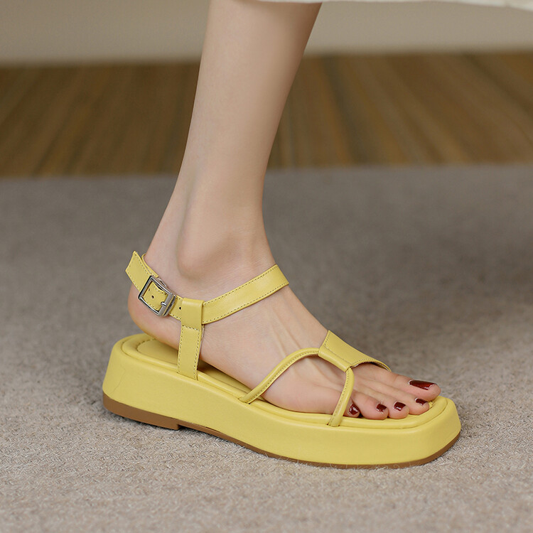 Women's Leather Sandals with Ankle Strap Low Heel Summer Casual